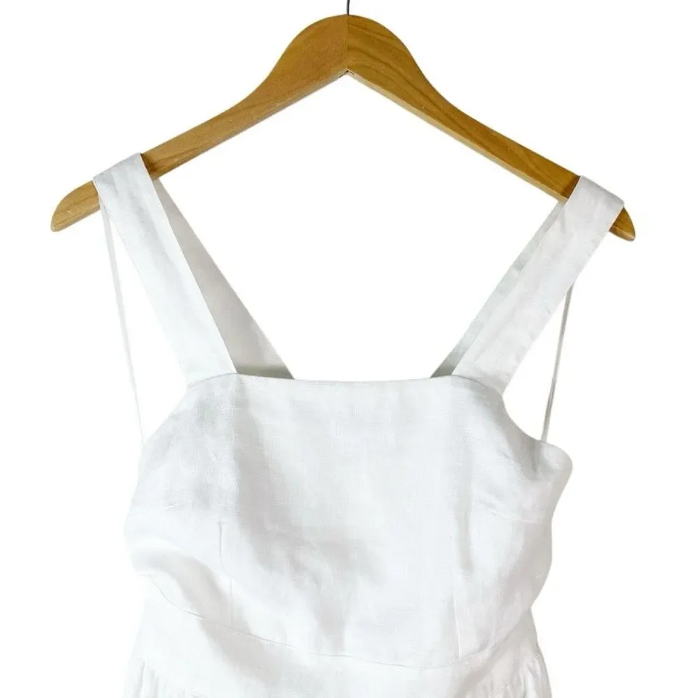 REFORMATION Elara Linen Fit & Flare Midi Dress Size 2 Sleeveless Ivory White